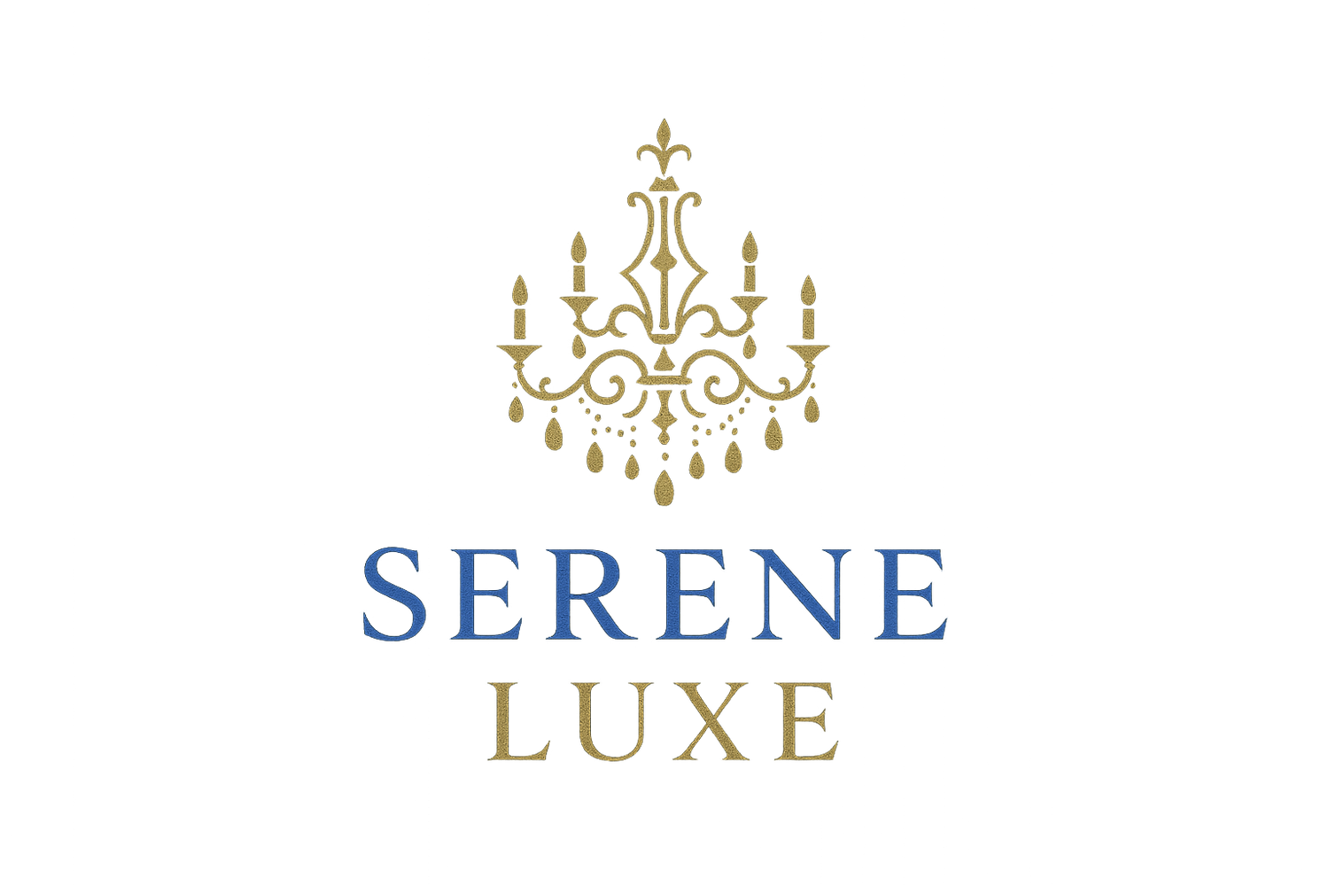 logo pour lustre de luxe avec écris " Serene Luxe " avec du bleu si possible